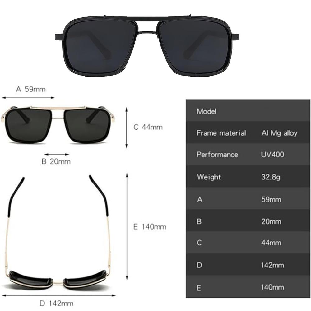 Retro Double Bridges Sunglasses Punk Sunglasses Men's Square Uv400 Twin-beam Aviator Sunglasses Square Sun Glasses Men Shades