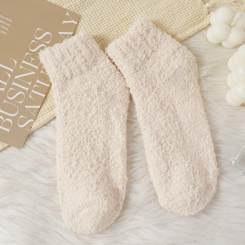 10 Pairs Women's Slouch Socks Women Thickened Coral Fleece Warm Indoor Floor Silicone Non-slip Invisible Cotton Boat Socks