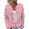 Women's Fashion Printed Valentine's Day Long Sleeved Knitted Cardigan Button Down Jacket