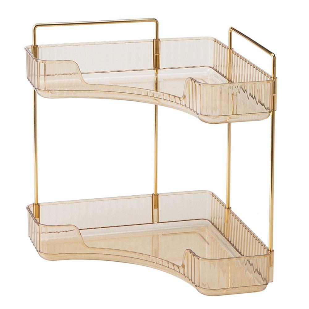 Transparent Desktop Corner Shelf Large Capacity Desktop Organizer Cosmetics Storage Holder Home Gold 2 Layers
