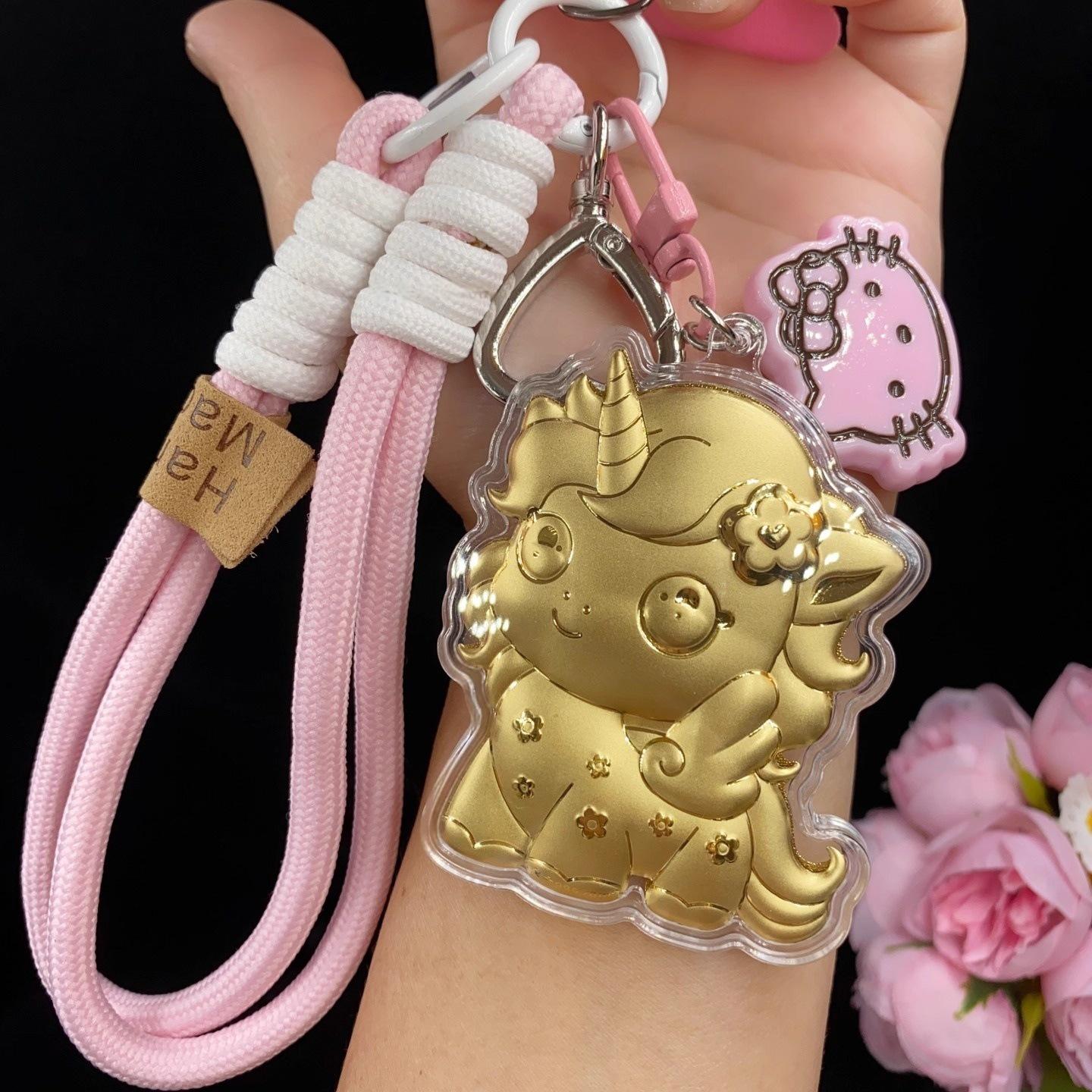 999 Pure Gold Capybara and Bear Keychain & Phone Lanyard