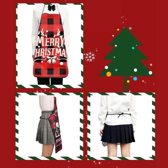 Christmas Apron Festive Holiday Print Apron with Pocket for Cooking Serving Adjustable Neck Strap Kitchen Apron for Cooking Gardening Server Waitress
