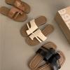 Design sense niche flat-bottomed brown toe slippers autumn and winter wear seaside beach sandals soft-soled women's shoes Roman shoes