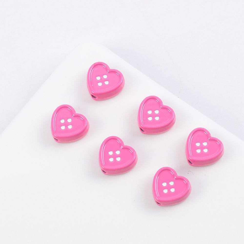 Cute Sweet Metal Love Button-Shaped Jewelry Accessories Wind Hair Accessories Mobile Phone Case Diy Necklace Material