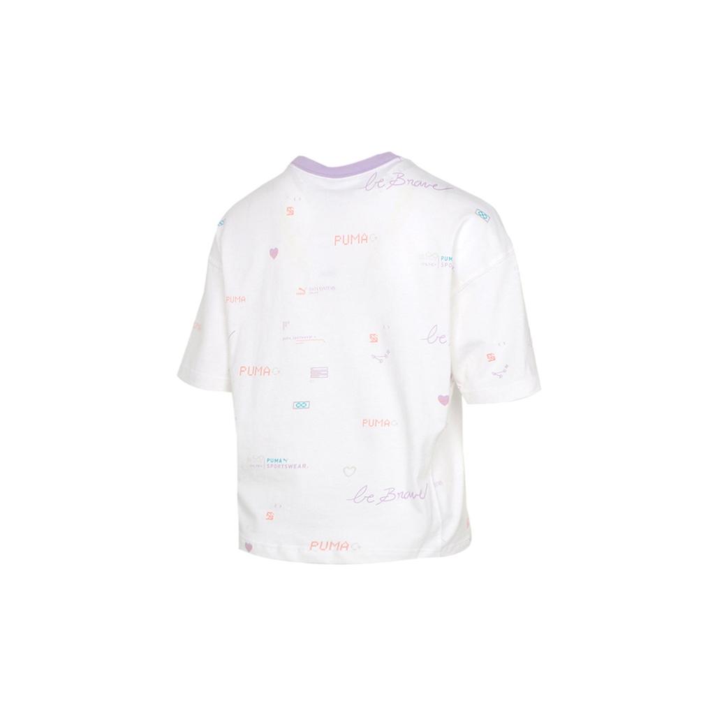 Puma Digit Print Tee Women Tops White 531284-02