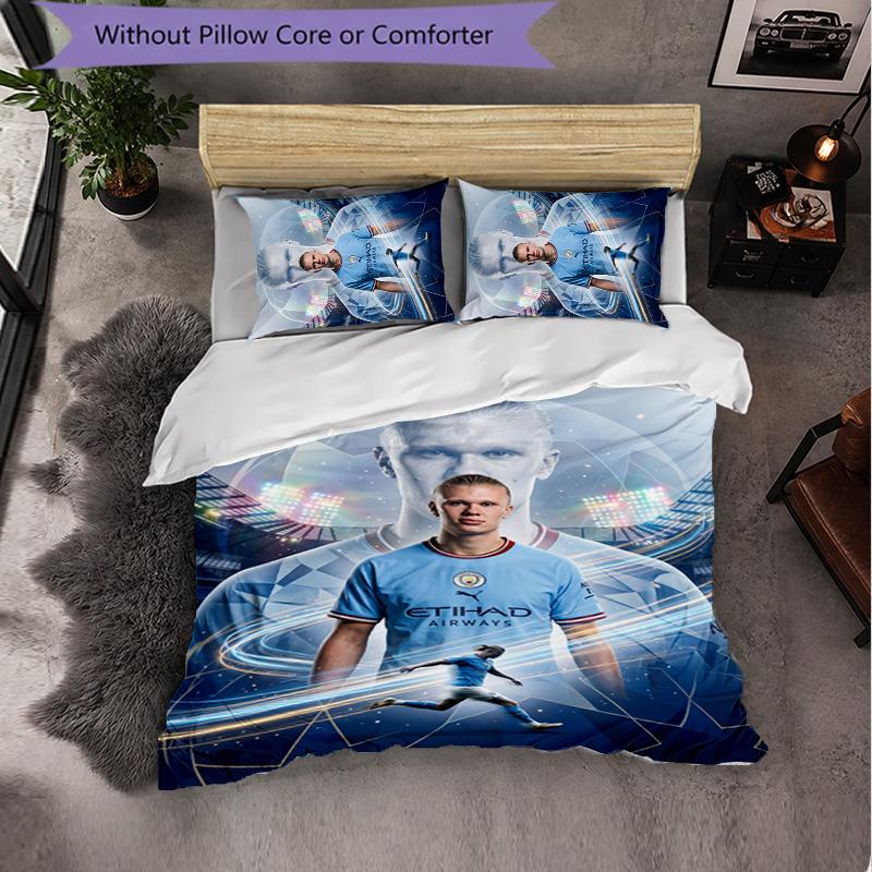 Erling Haaland Themed Bedding 3Pcs Duvet Cover Set Decorative Bed Linen For Teen Room Home Decoration