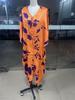 European and American spot new loose bat sleeve fashion casual printing drawstring irregular women's dress