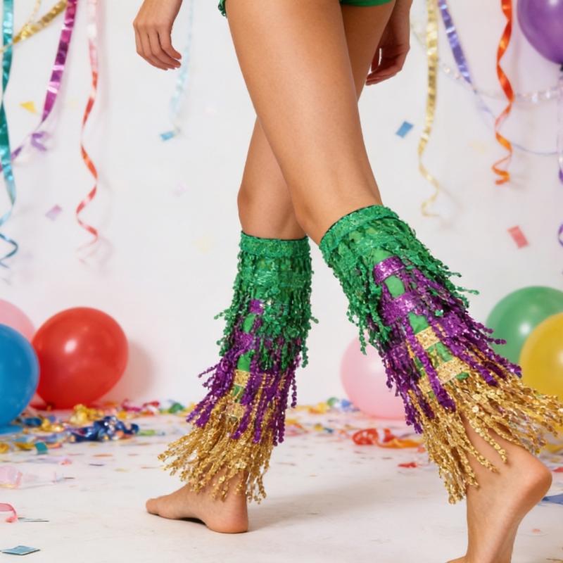 Dynamic Light Reflective Sequins Leg Warmer Covers Outfit For Stage Shows Halloween Parties Dance Performances