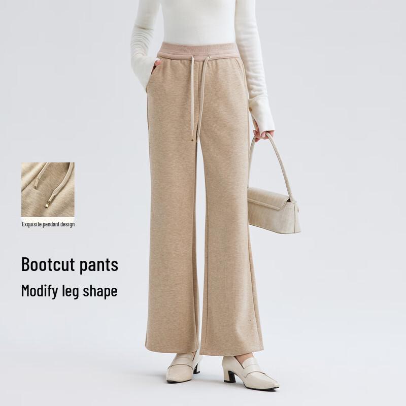 

FivePlus Women s Petite Casual Elastic Waist Straight-Leg Trousers L
