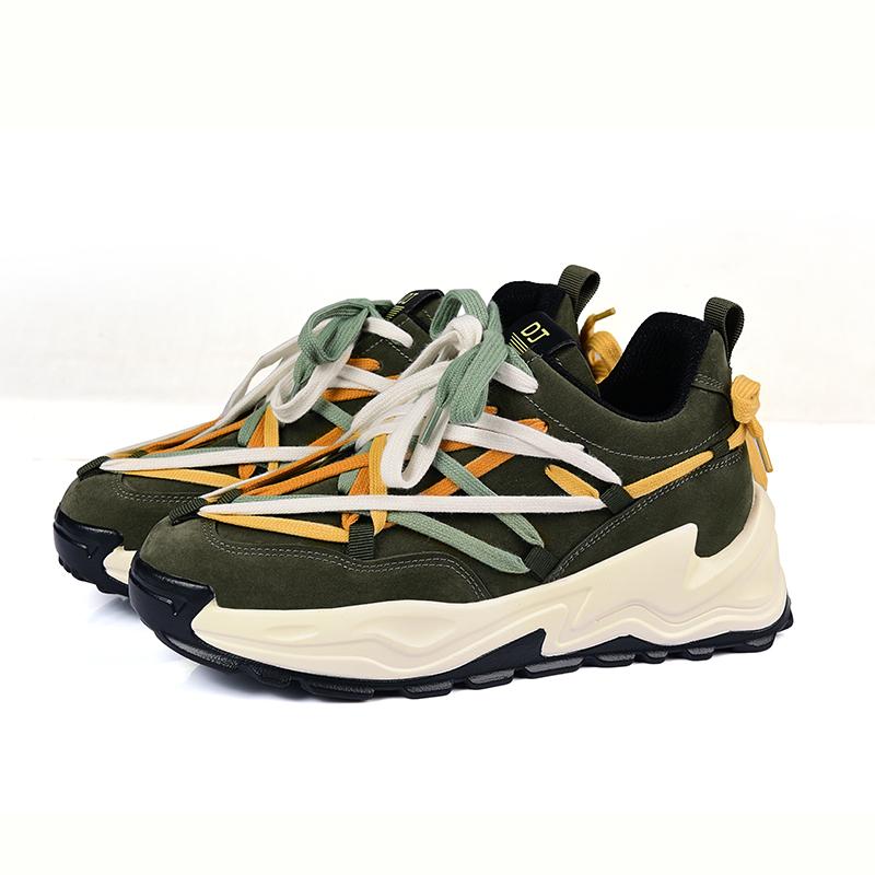 

новая мода толстая подошва увеличивает повседневную мужскую обувь нескользящая студенческая спортивная обувь на открытом воздухе повседневная обувь на шнуровке 45