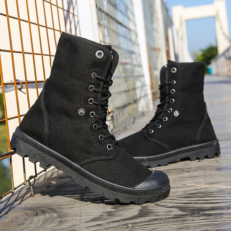 Botas Martin de Lona de Cano Alto com Sola Grossa - Sapatos Esportivos Outdoor da Moda
