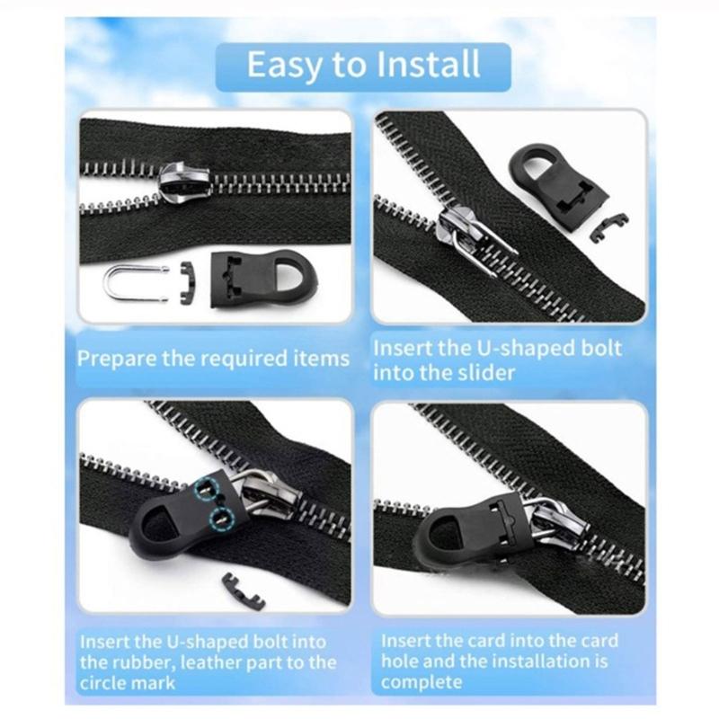 Zips Slider Replacement Zips Repair Set Removable Zips Zippers Pull Fixer Zips Zippers Repair Kits for Jackets Suitcase