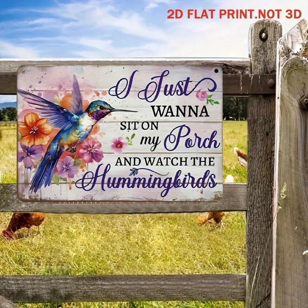 Retro Hummingbird Metal Wall Art Vintage Outdoor Garden Patio Decor Relaxing Bird Watching Gift 20x30