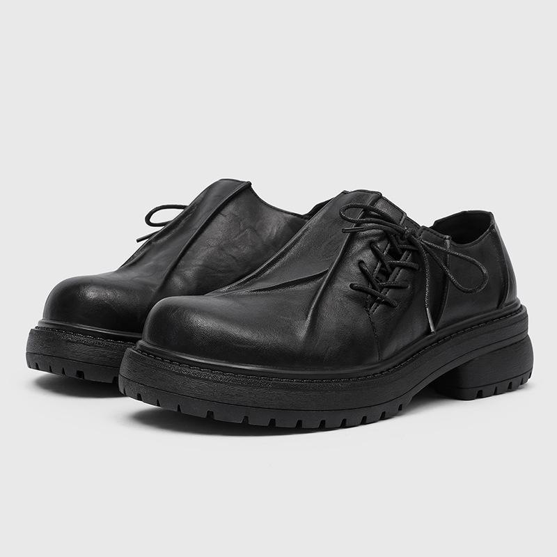 Duże buty Derby 22 zimowe czarne podwyższające duży nosek skórzane buty brytyjskie modne buty