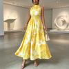 European and American women's 2026 summer halter waist-cinching sleeveless ruffle dress