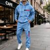 Men's Hooded Letter Print Sweatshirt and Sweatpants Set, Casual 2 Piece with Joggers