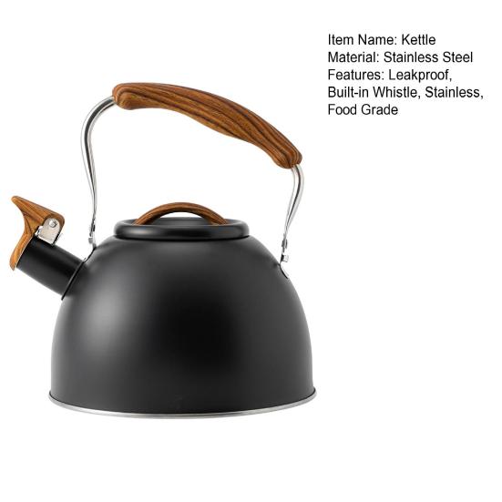 3L Tea Kettle Stainless Steel Built-in Whistle Leakproof Food Grade Matte Finish No Odor Efficient Heat Conduction