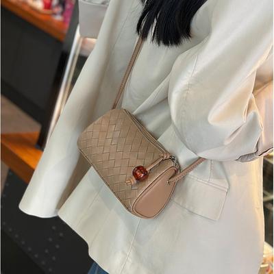 Einfache kleine Tasche Damen neu vielseitig hochwertig Schulter Umhängetasche Damen gewebtes Leder Damentasche Handytasche