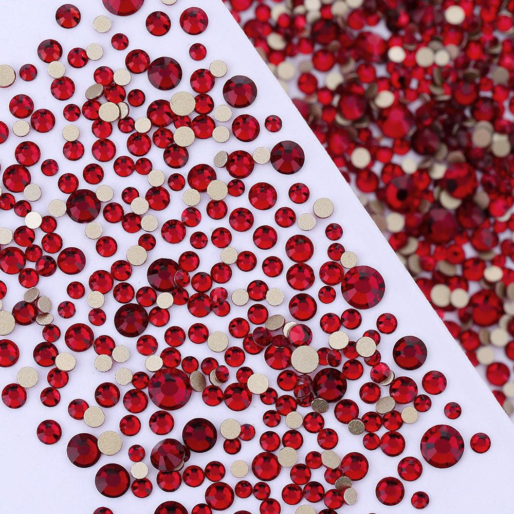 Pujiang Nail Art Strass Goldener Boden Gemischte Größe Flachboden Diamant Ungefähr 1440 Glas Aufkleber Diamanten Farbige Kleine Runde Diamanten