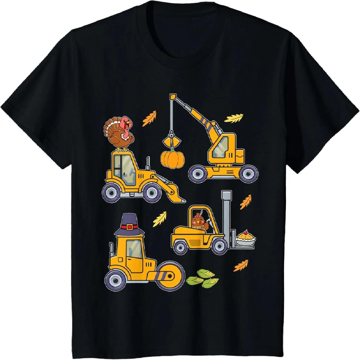 

Kids Construction Vehicle Thanksgiving Crane Truck Turkey Boys T-Shirt XXXXXL різнокольоровий
