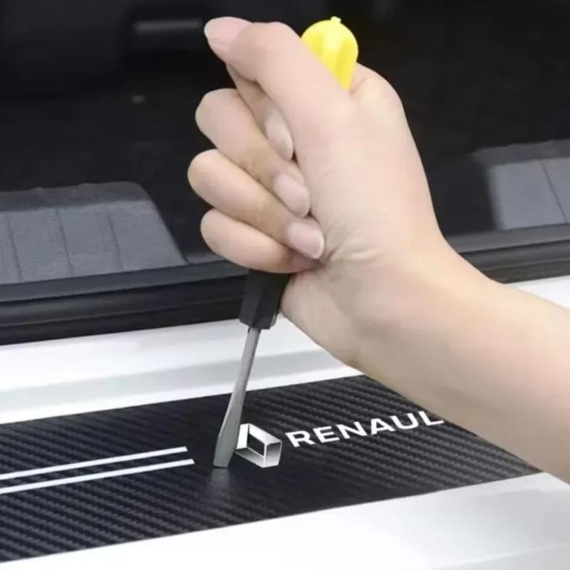 For Renault Megane 2 3 4 Twingo Clio Talisman Captur B Sandero 5Pcs Leather Car Door Decals Carbon Fiber Threshold Anti Scratch