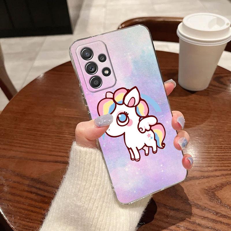 

Cute Unicorn Cartoon Rainbow For Samsung Galaxy A55 Case A54 A52 A53 5G A15 A14 A13 A21S A23 A51 A34 A35 A33 A32 A72 Clear Cover Samsung A05S