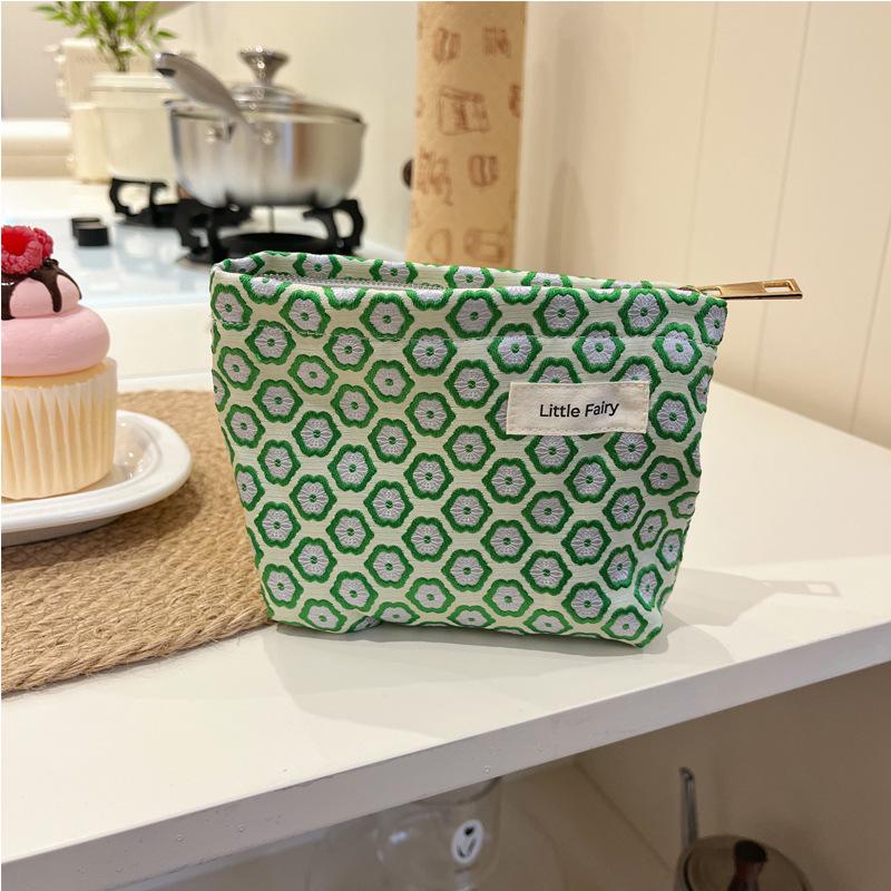 Pink Floral Makeup Bag: Women's Portable, Large Capacity, Small Size Travel Toiletry and Skincare Storage Bag