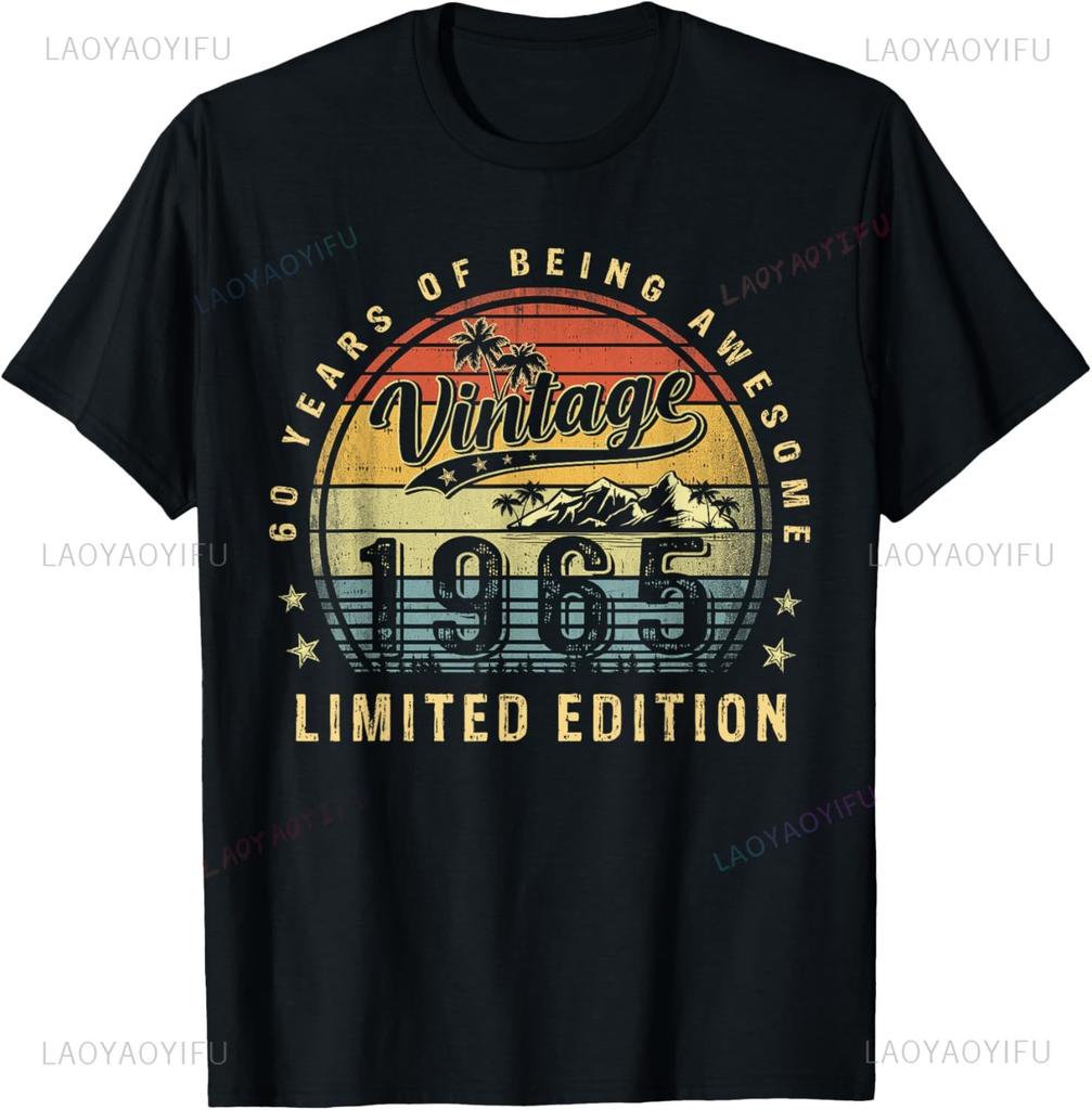 Vintage 1965 Limited Edition 60th Birthday Gifts 60 Year Old T-Shirt Vintage T Shirt Mens Clothing Customizable Ropa Hombre
