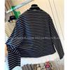 Korean-Style Striped Lace Trim Fake Two-Piece Long-Sleeve Women's T-Shirt