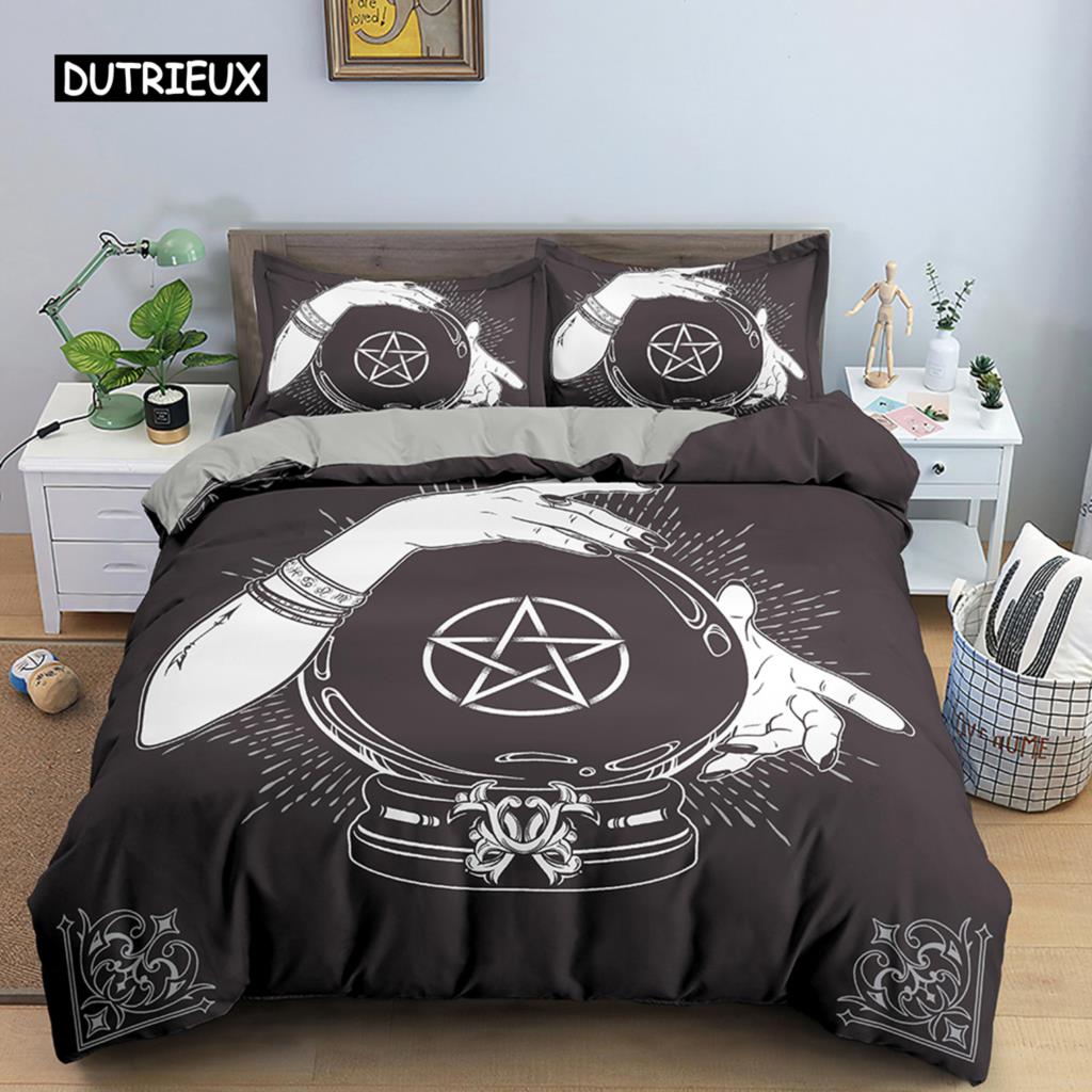 Hand Palm King Queen Duvet Cover Boho Magic Mandala Bedding Set Hand of Fatima Quilt Cover Hamsa Hand Polyester Comforter Cover