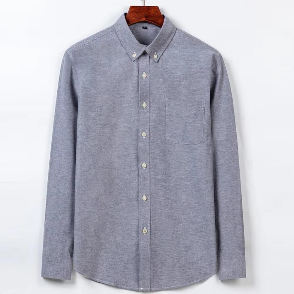 Oxford Shirts for Men Slim Fit Casual Long-sleeved Men Dress Shirt Lapel Button Collar White Black Shirts