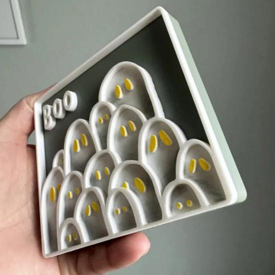 Halloween Picture Frame 3D Printed Ghost Photo Frame Ornaments for Living Room Kids Room Bedroom Halloween Party Decor