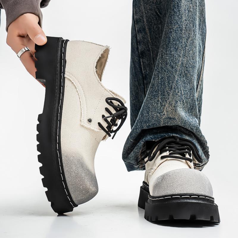 Scarpe Derby da Uomo Britanniche Retrò a Punta Tonda Larga Scarpe da Uomo con Plateau per Esterno e Affari Scarpe Casual in Pelle Robuste Zapatos Hombre