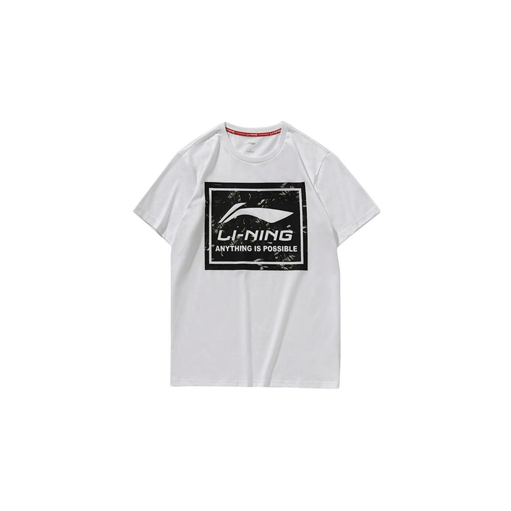 Li Ning T Shirts Men's Standard White Crew Neck Moderate Straight Fit AHSP493-1