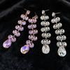 Silver Needle Rhinestone Water Drop Tassel Stud Earrings - Exquisite High-end Light Luxury Ear Jewelry
