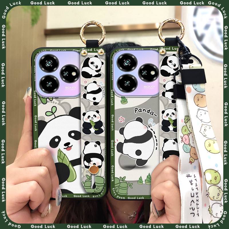 Silicone Wristband Phone Case For ZTE Blade V60 Design/Axon 60 Lite Protective Fashion Design Durable Phone Holder Panda