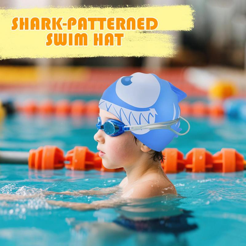 Gorros de Natación para Niños Tiburón Piscina Silicona Dibujos Animados Animal Protección Divertido Bañador Gorros Para Niños Niñas Niños Pequeños Mayores de 3 Años