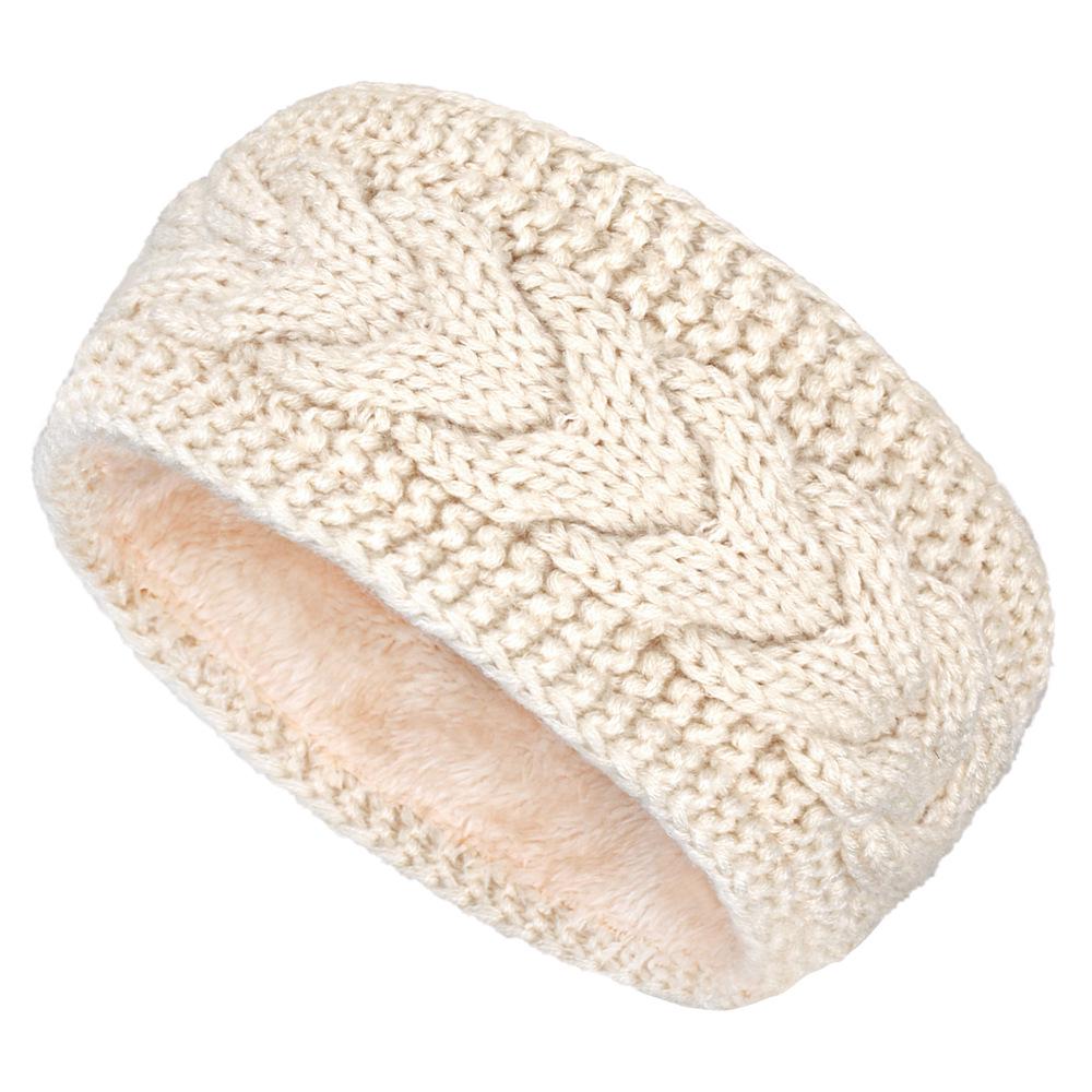 European & American Winter Plush Knit Sports Headband: Lined for Cold Protection Hair Accessory