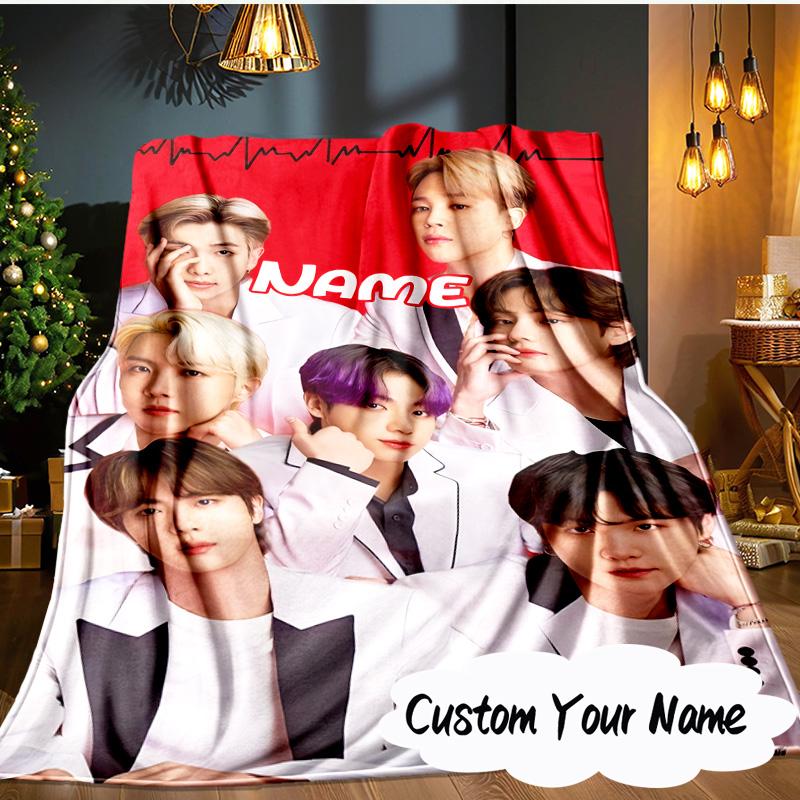 Custom Name K-pop Stars Formal Attire Blanket Ideal Bedding Blanket Perfect for Travel, Camping, Living Rooms, Offices, Sofas, Fan Christmas gift