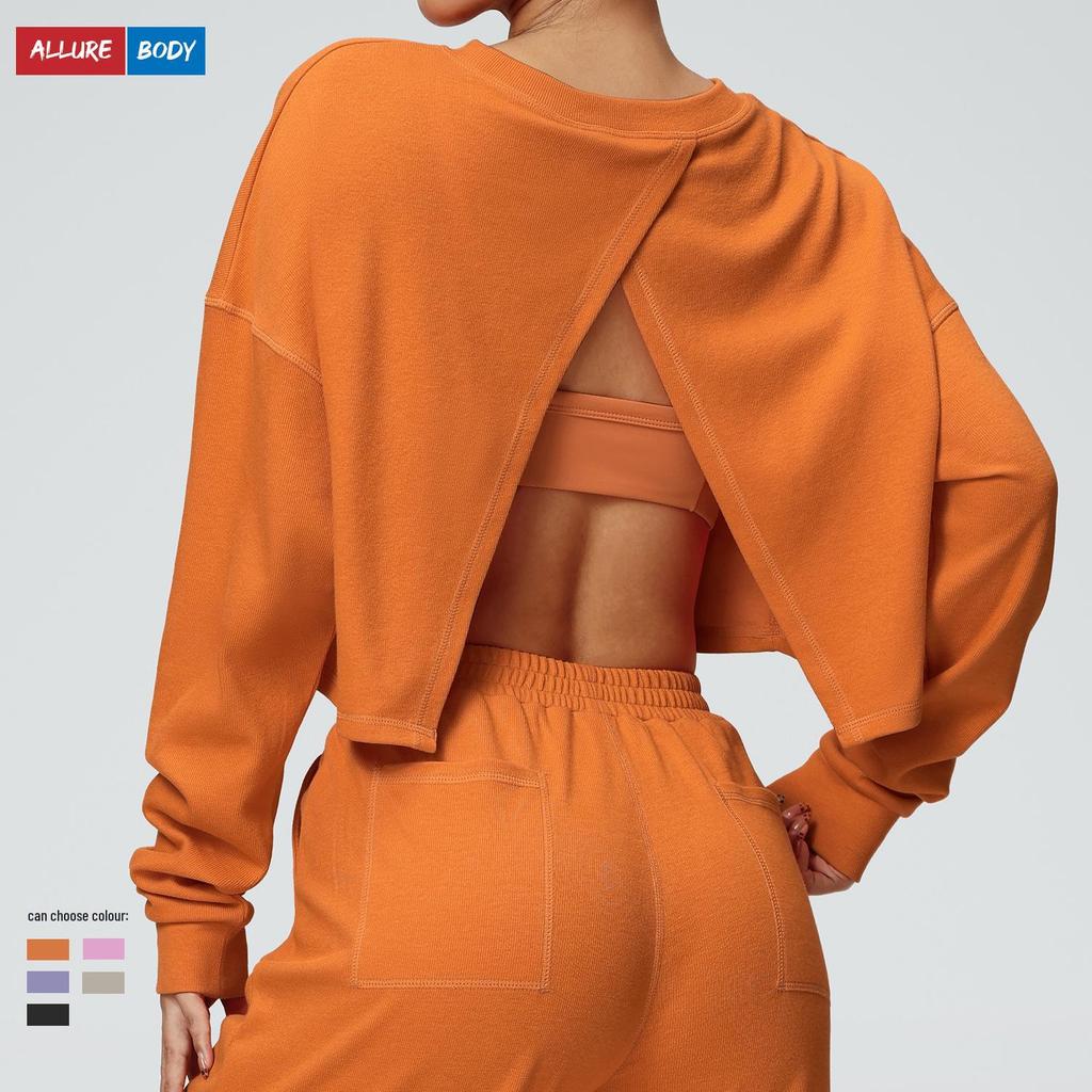 New Casual Round Neck Long Sleeve Sweatshirt for Autumn/Winter - Short, Loose, Fashionable T-Shirt for Fitness & Running