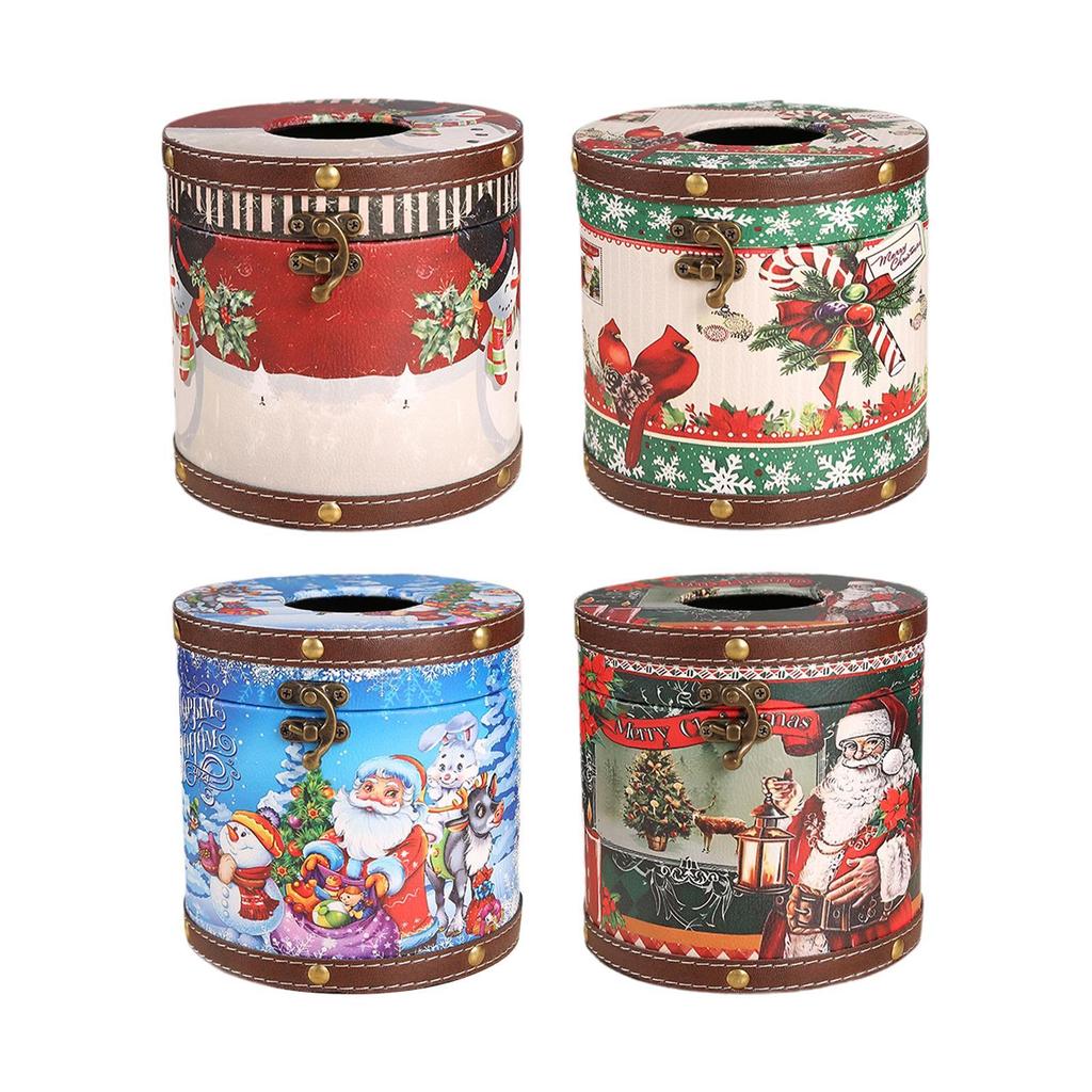 Christmas Tissue Box Holder Round Tissue Box Creative Crafts Utility Decorative