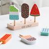 Wooden Ice Cream Toys Kids Pretend Play Simulation Kitchen Toys Wood Ice Lolly Playing Game for Children Kids Birthday Gift