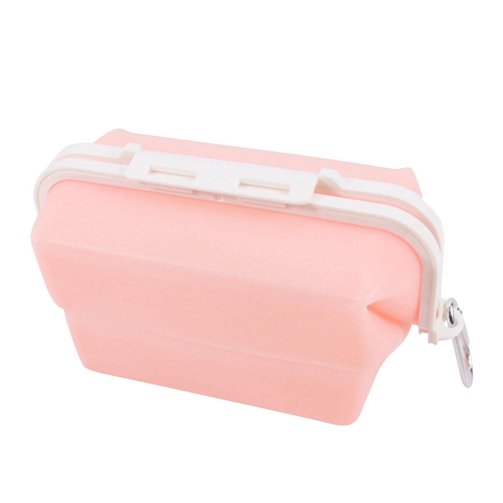 

Silicone Lunch Box Food Storage Containers Microwave Reusable Silicone Food Storage Box Folding Storage Boxes One Size рожевий