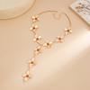 Fashion Trendy Flower Y-Shaped Necklace, Minimalist Cool Style Oil Drop Floral Thin Chain Necklace For Women