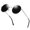KANASTAL Sunglasses Round Polarized Ultralight UV400 Protection Silver Black Women's Men's