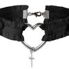 Dámský choker gotický punkový styl sexy elastický zvonky cosplay bondage krajka srdce mašlička kříž prsten na nohu podvazkový pás šperky pro každodenní nošení