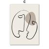 Beige Black Abstract Lines Figures Drawing Minimalist Wall Art Canvas Painting Posters And Prints Pictures For Living Room Decor
