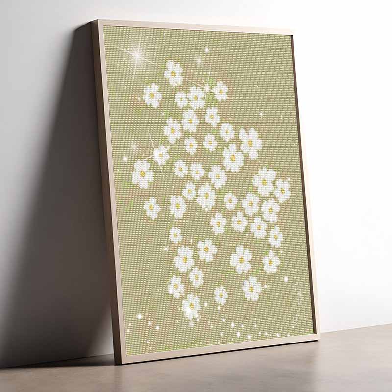 5D Diamond Painting Kit for Adults Relaxing DIY Craft White Flower Art Rhinestones Embroidery Full Drill 30x40cm Home Wall Decor Gift Set