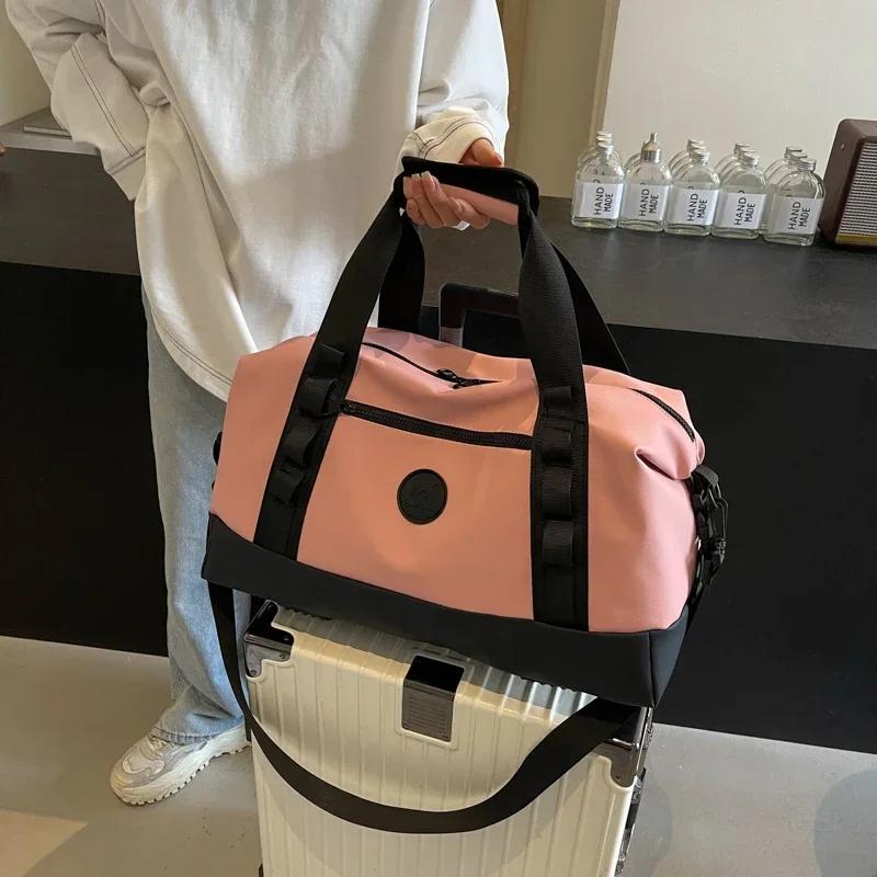 Genți de călătorie de damă de mare capacitate, linie de cusături, moale, de înaltă calitate, casual, monocromatic, cu fermoar, Oxford