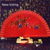 Double-Sided Easy-Open Folding Fan, Group Performance Fan, Retro Fan for Show, Dancing, Bright Red Model Dance Fan, Chinese Style